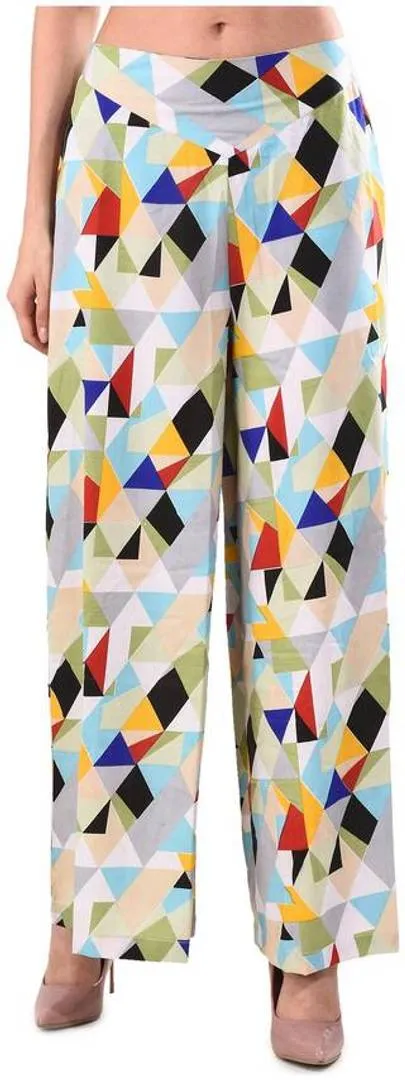 Elegant Women's Crepe  Multicoloured Trousers