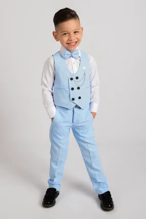 Entel Boy's Blue Chain Tuxedo Vest and Bow Tie Suit