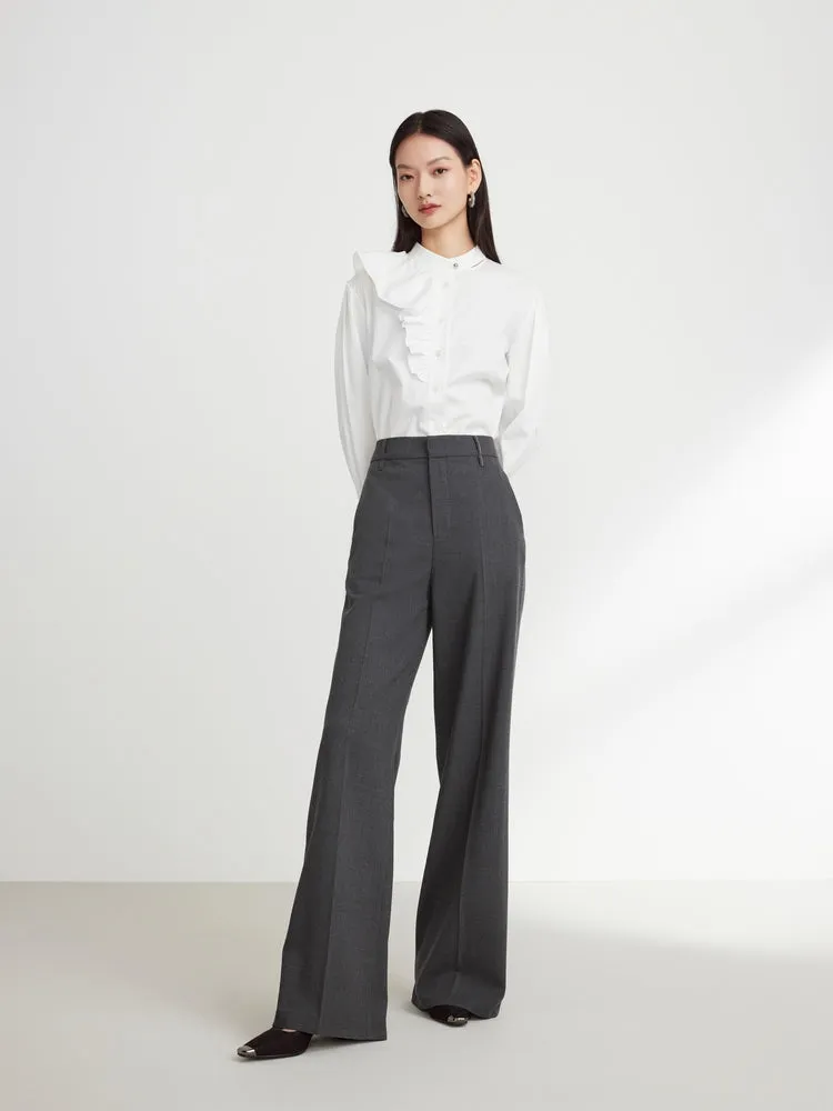 EP YAYING Wool Wide-Leg Pants