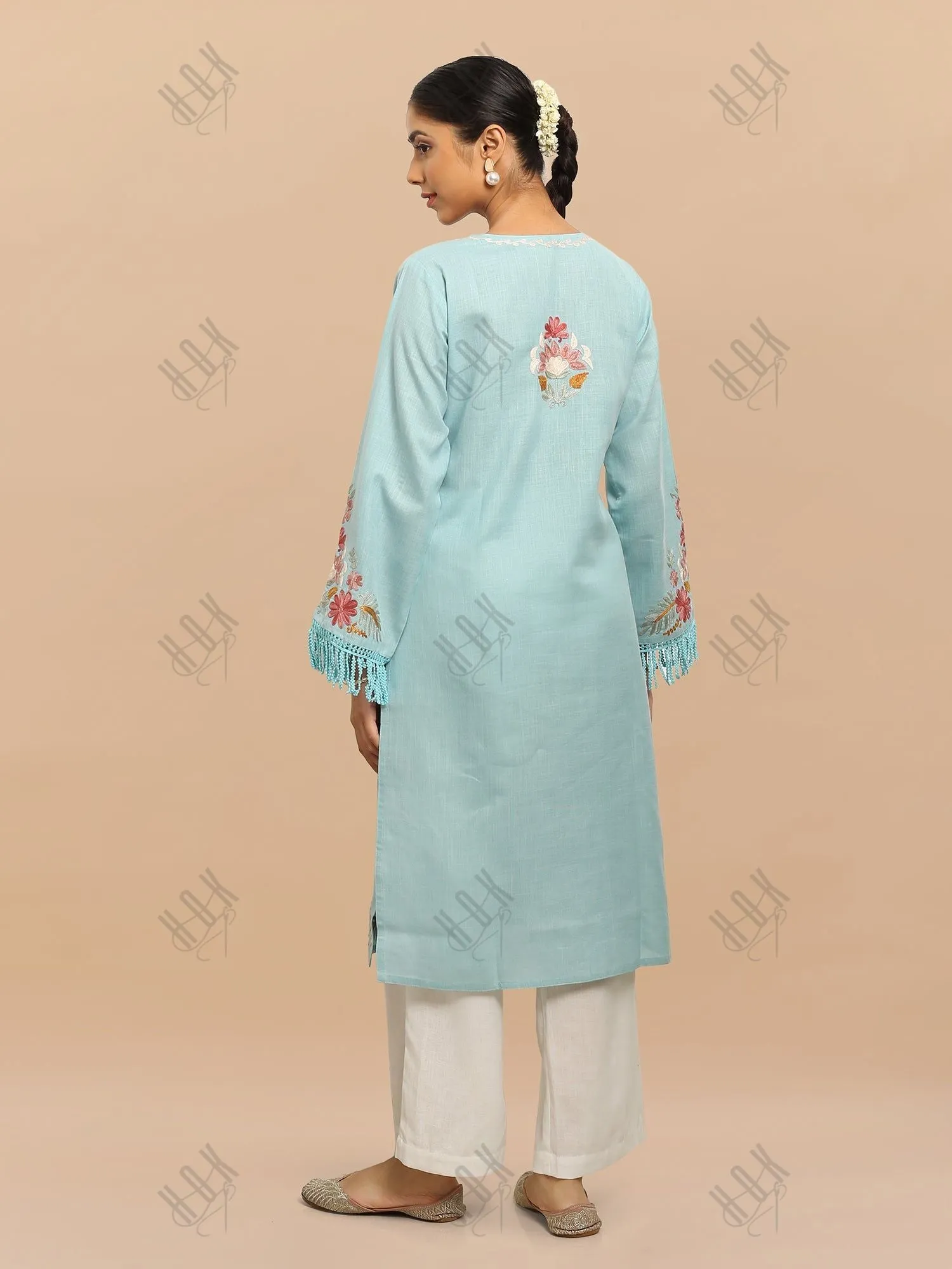 Falak Kashmiri Long Kurta - Blue