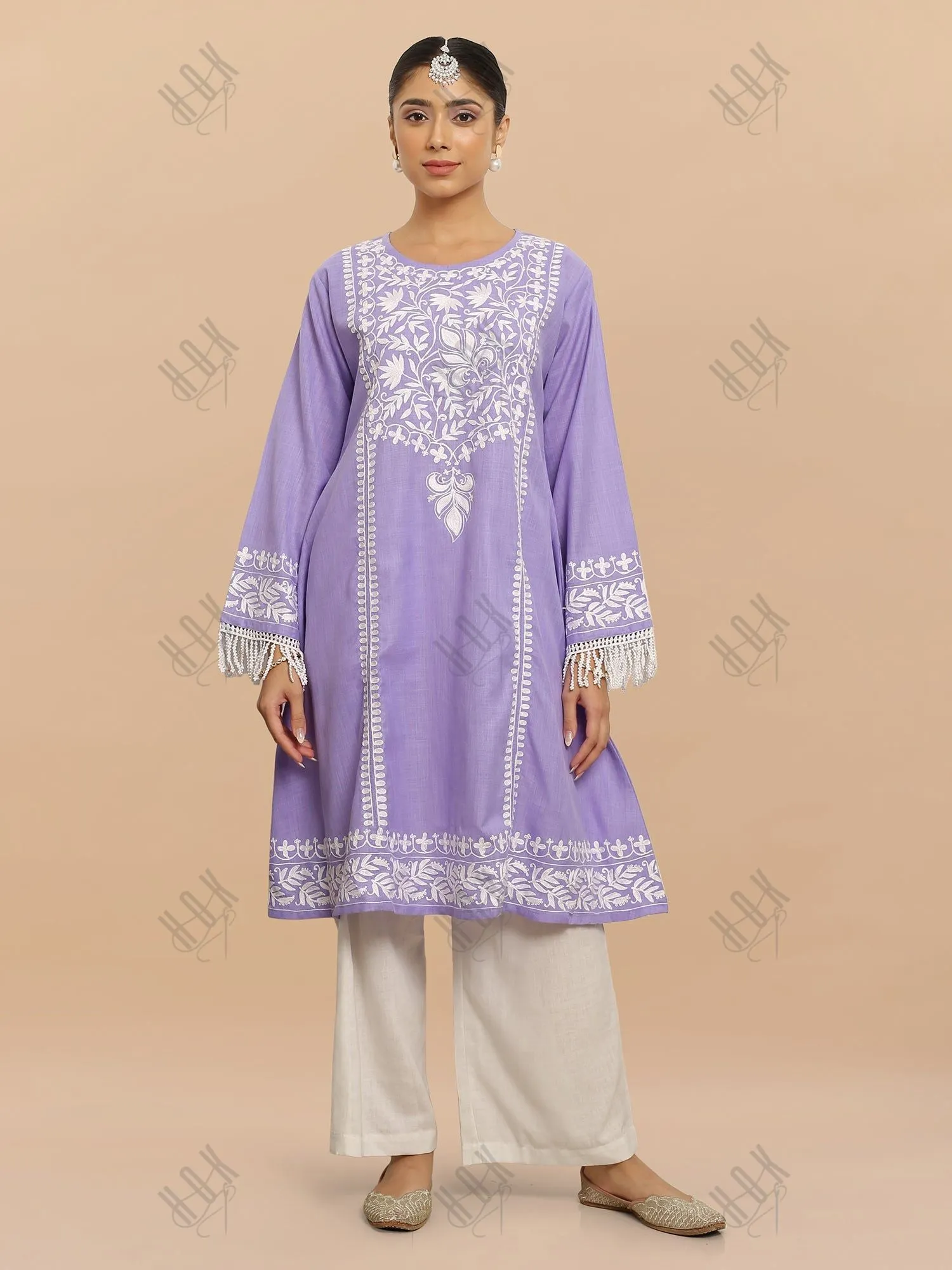 Falak Kashmiri Long Kurta  - Lavender