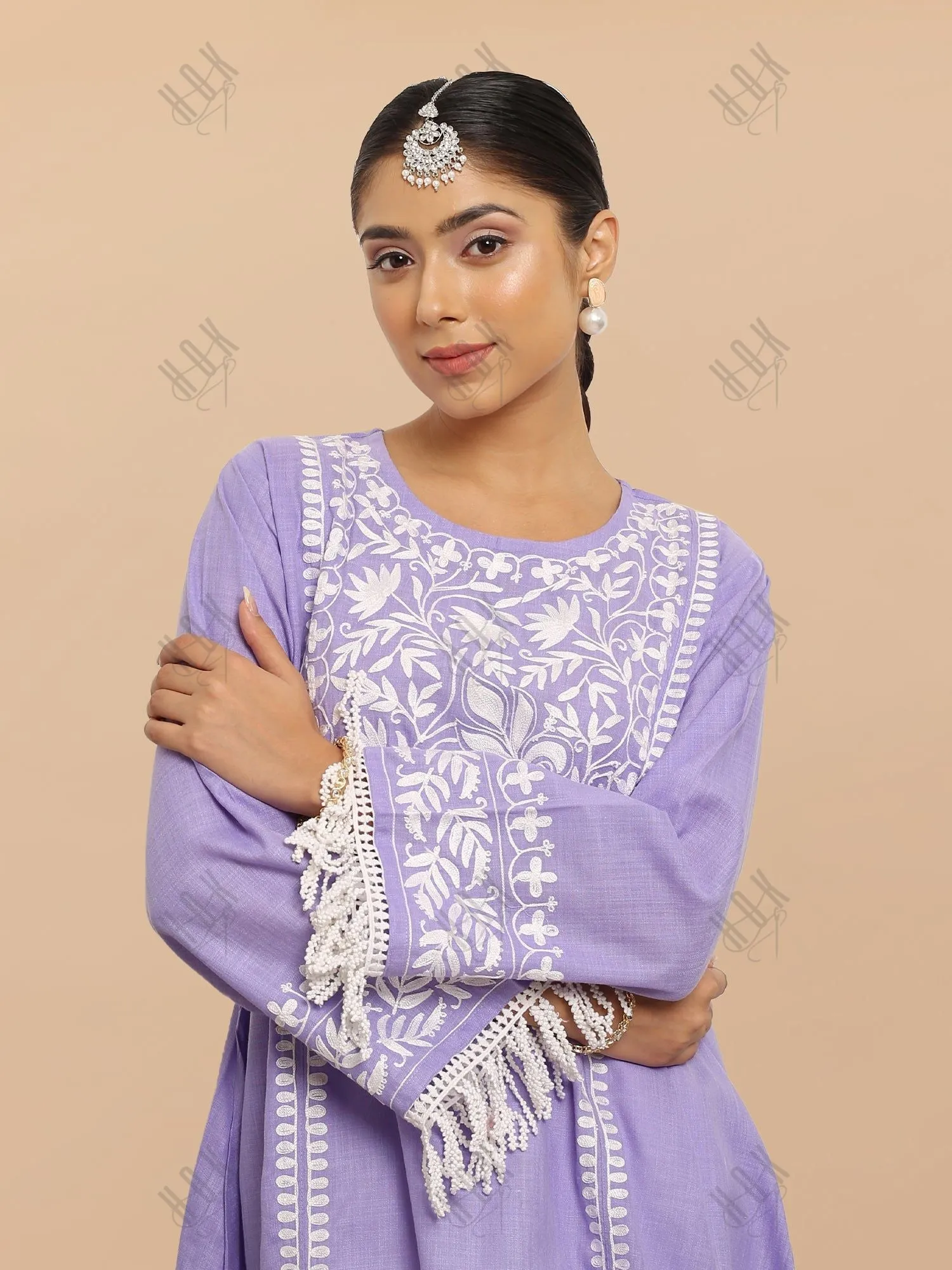 Falak Kashmiri Long Kurta  - Lavender