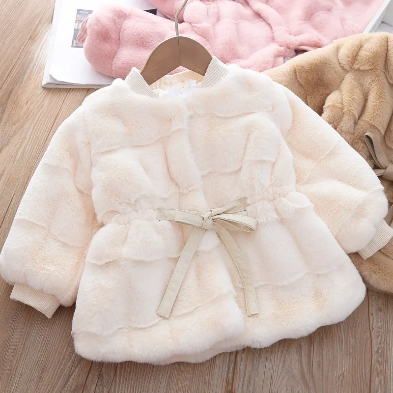 Fashion New Style Fur For Little Girl Mink Fluffy Kids Coat