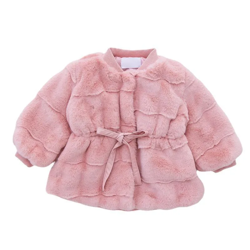 Fashion New Style Fur For Little Girl Mink Fluffy Kids Coat