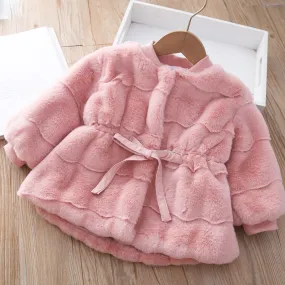 Fashion New Style Fur For Little Girl Mink Fluffy Kids Coat