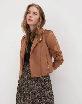 Faux suede biker jacket