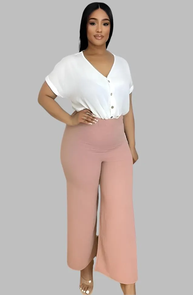 Flood Length Wide Legs Crepe Trousers