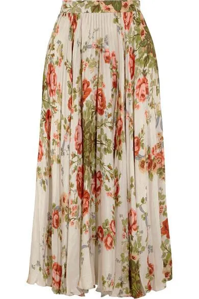 Floral Printed Blouse & Pleated Skirt Set