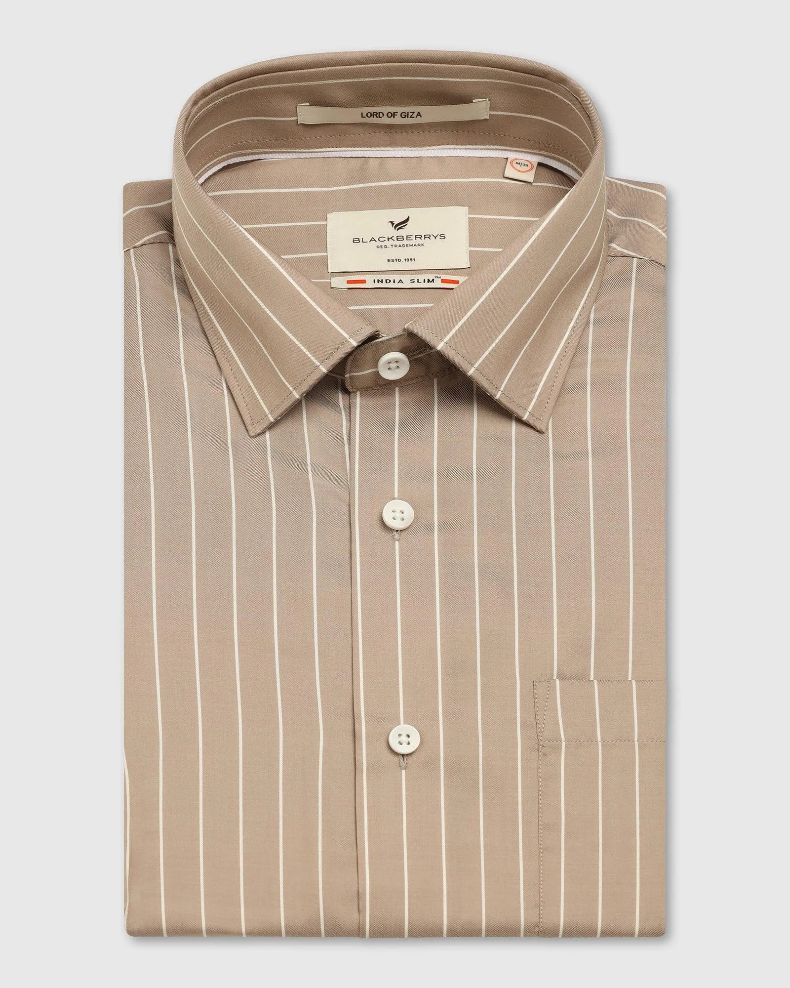 Formal Beige Stripe Shirt - Aston