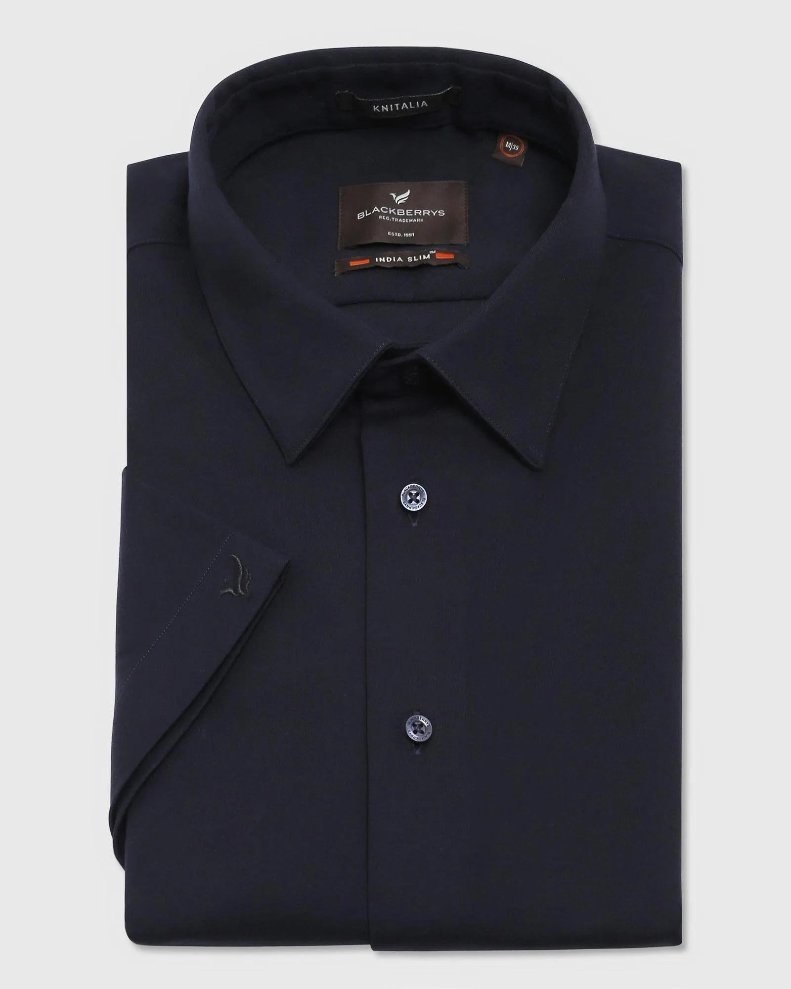 Formal Half Sleeve Navy Solid Shirt - Primus