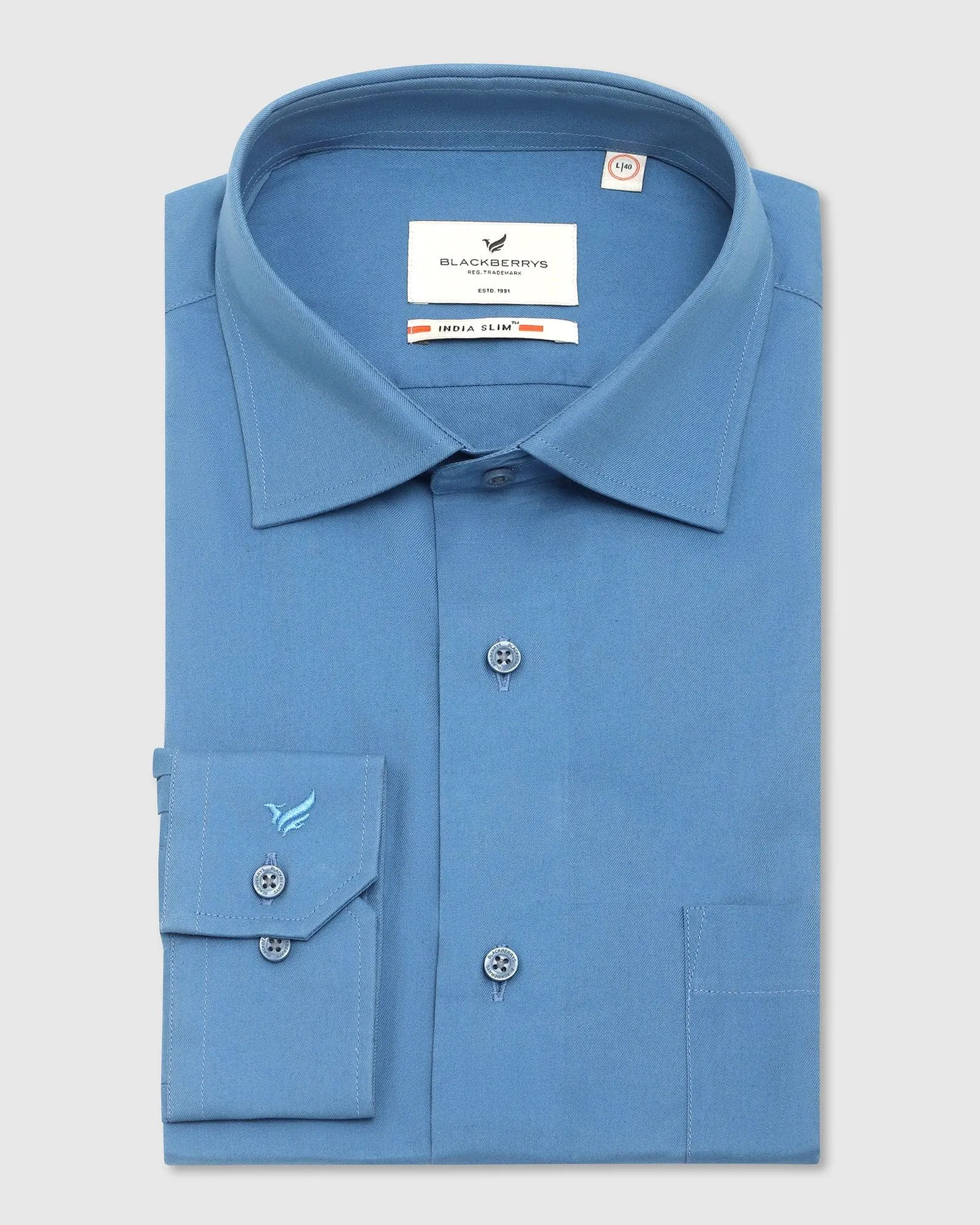 Formal Mid Blue Solid Shirt - Otto