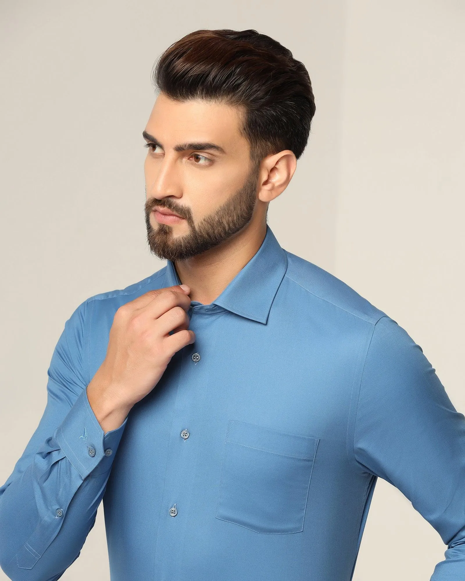 Formal Mid Blue Solid Shirt - Otto