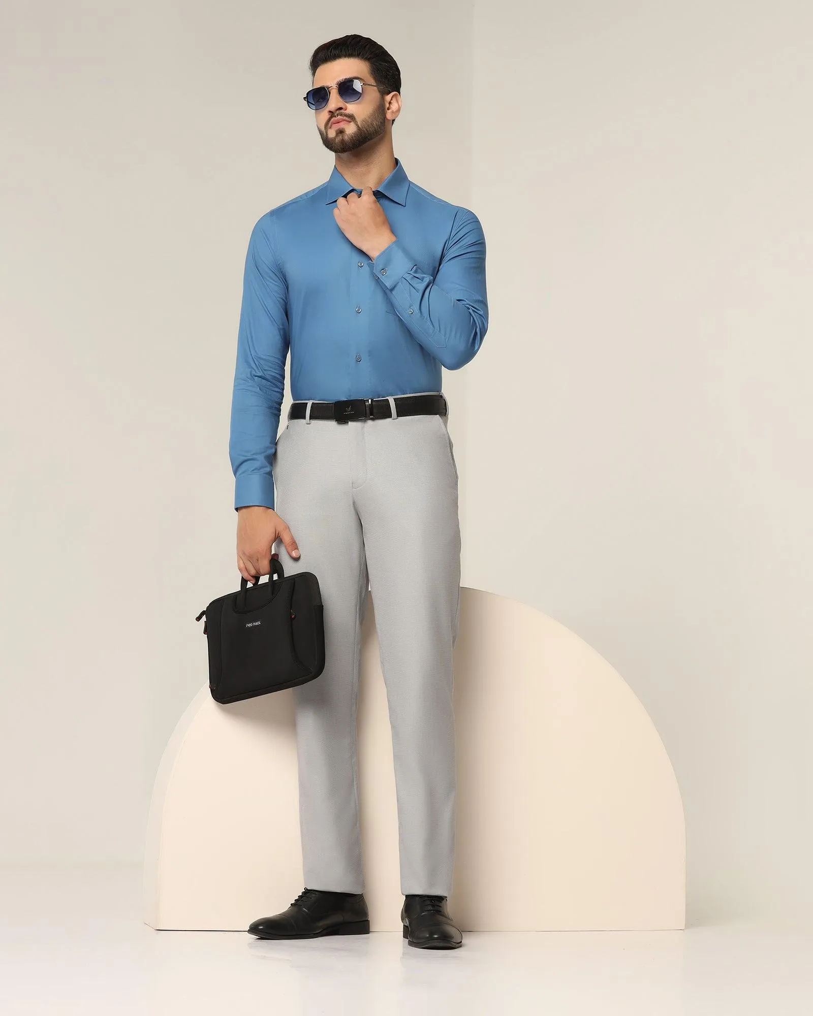 Formal Mid Blue Solid Shirt - Otto