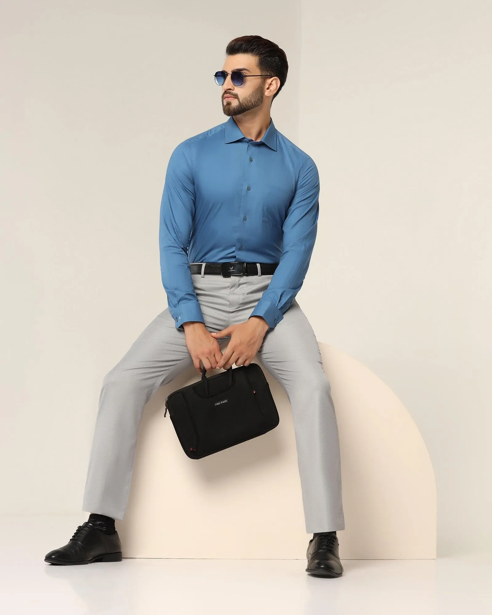 Formal Mid Blue Solid Shirt - Otto