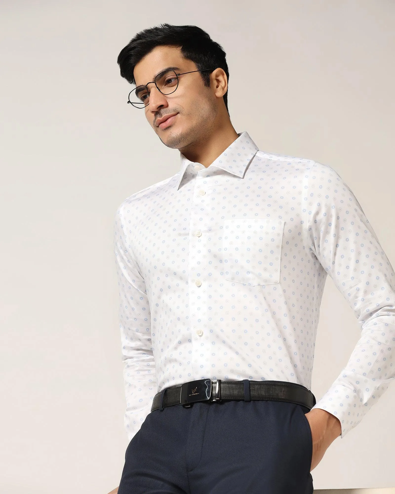 Formal White Printed Shirt - Ramco