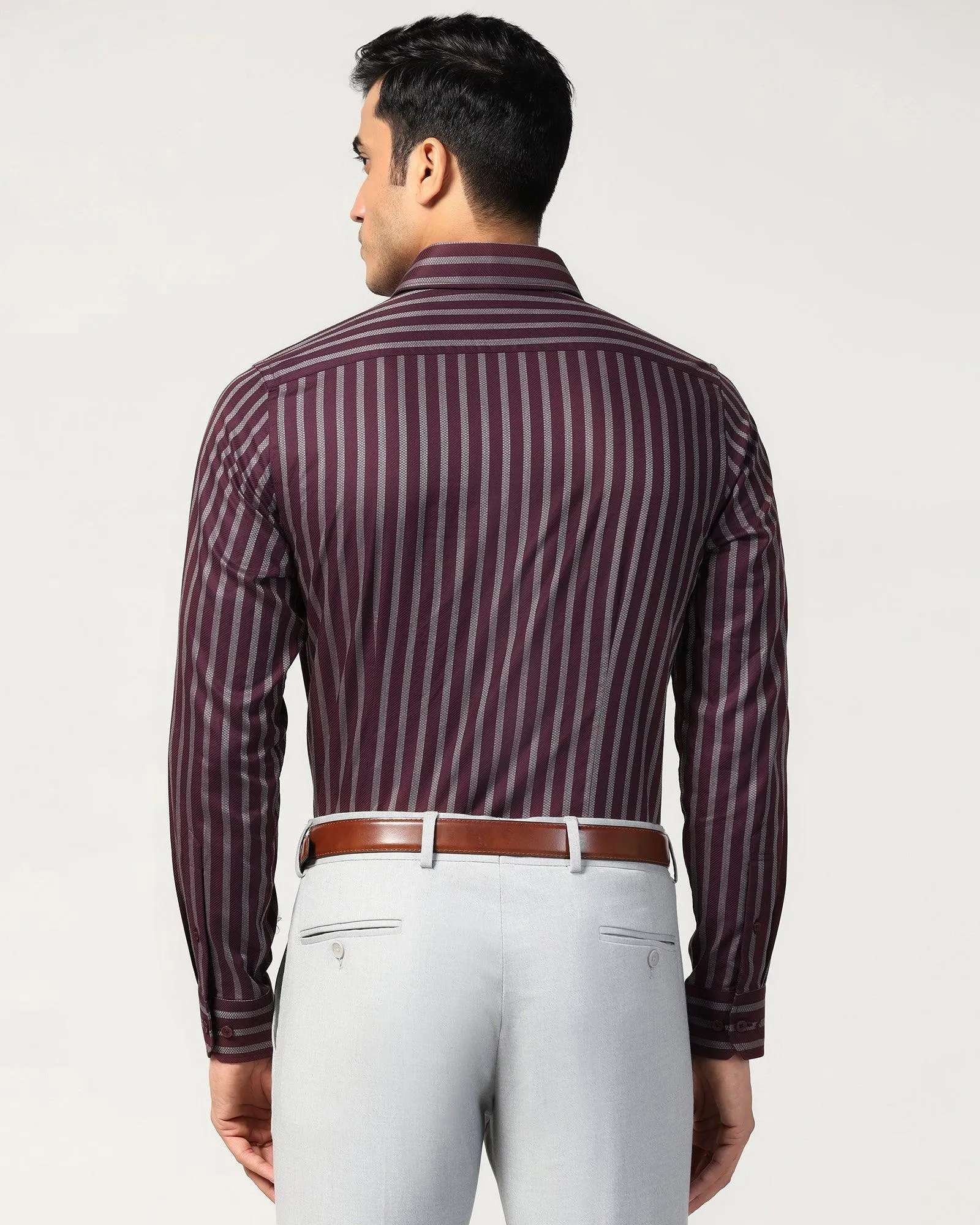 Formal Wine Stripe Shirt - Prism