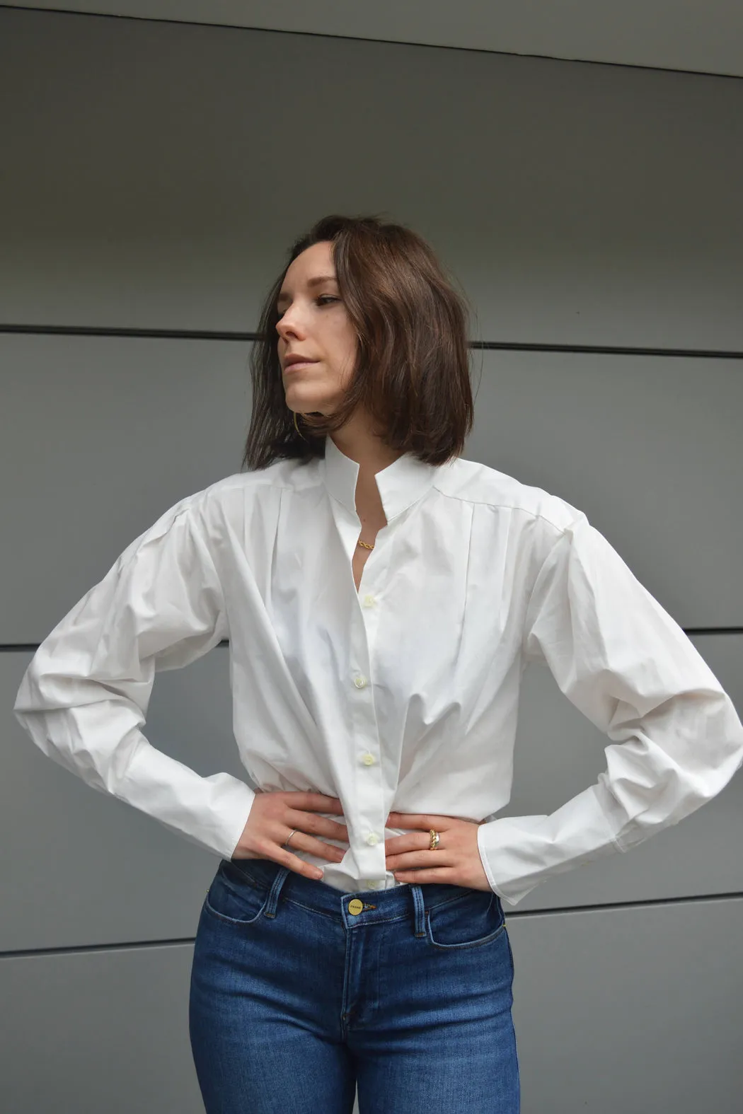 FRAME - Pleated Clean Collar Blouse