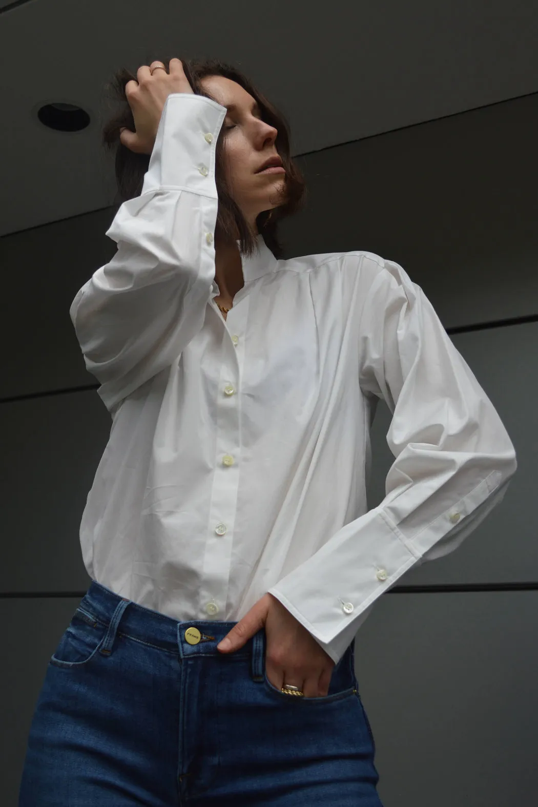 FRAME - Pleated Clean Collar Blouse