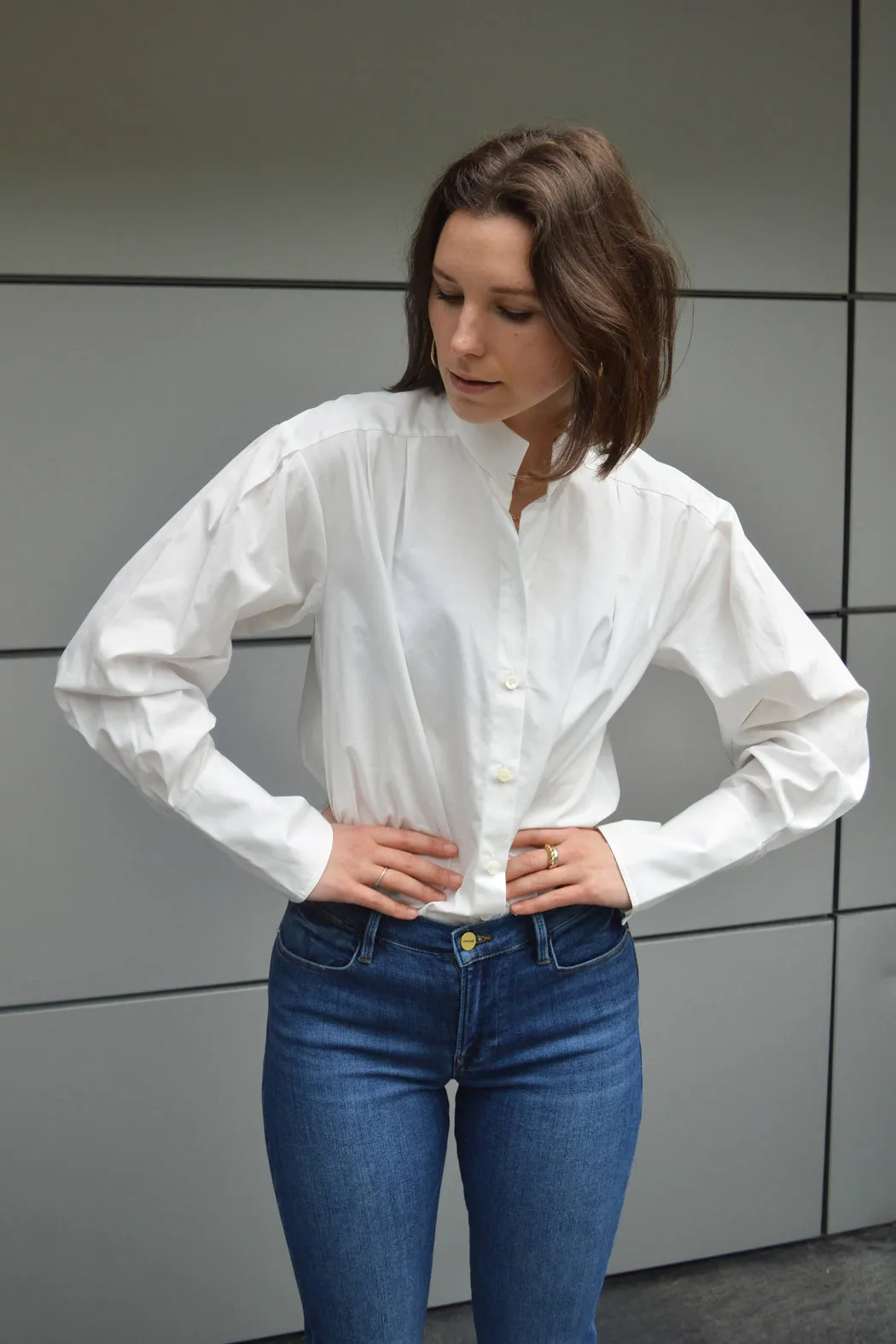 FRAME - Pleated Clean Collar Blouse