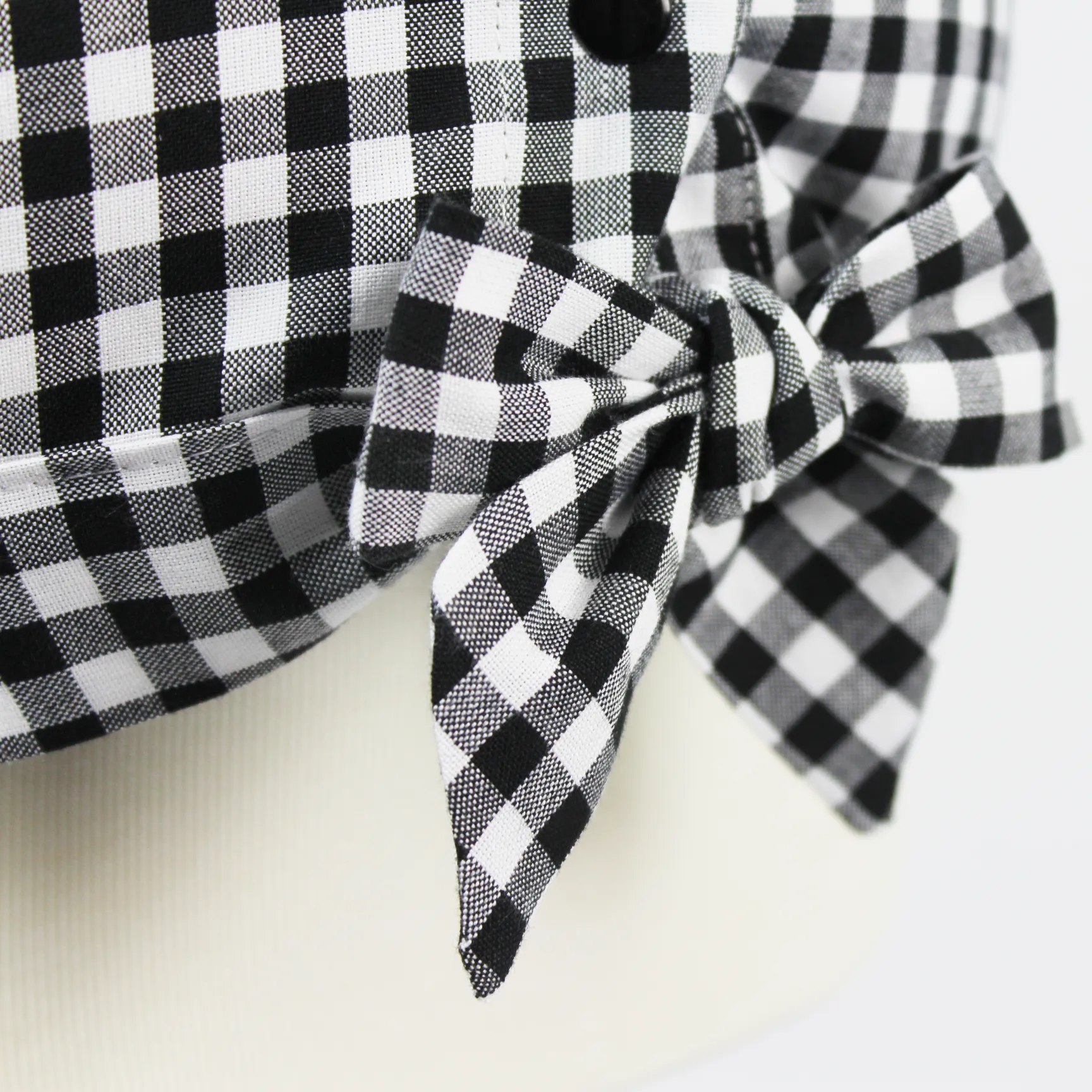 Girl's Black and White Gingham Knot Top