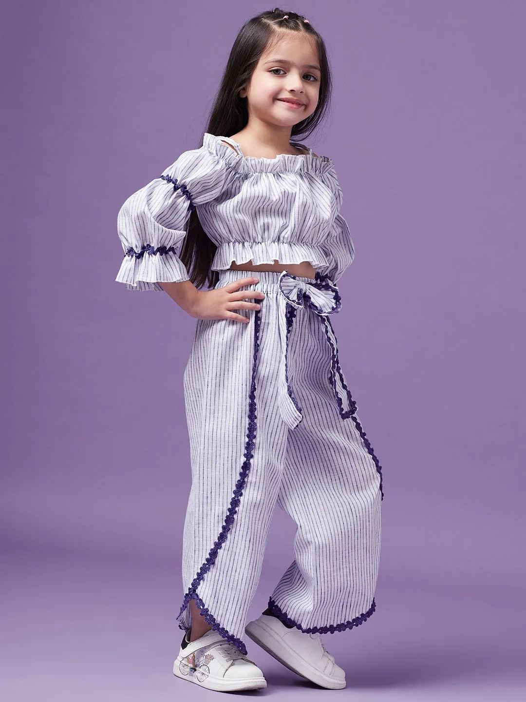 Girls Striped Top With Trousers