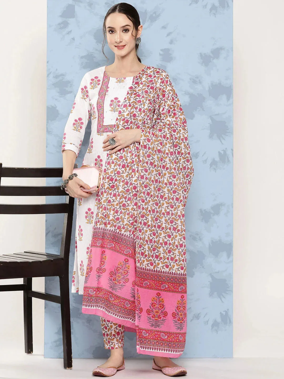 Gotta Patti Cotton Kurta Dupatta Set