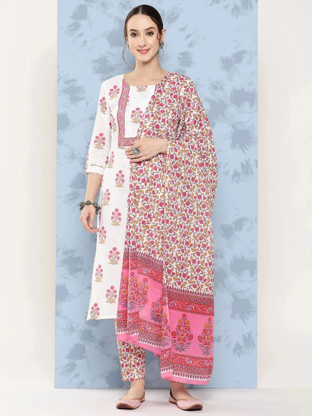 Gotta Patti Cotton Kurta Dupatta Set