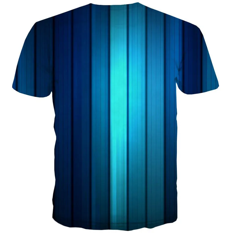 Gradient blue vertical stripes tshirts shirt tee special texture art costume men different Casual