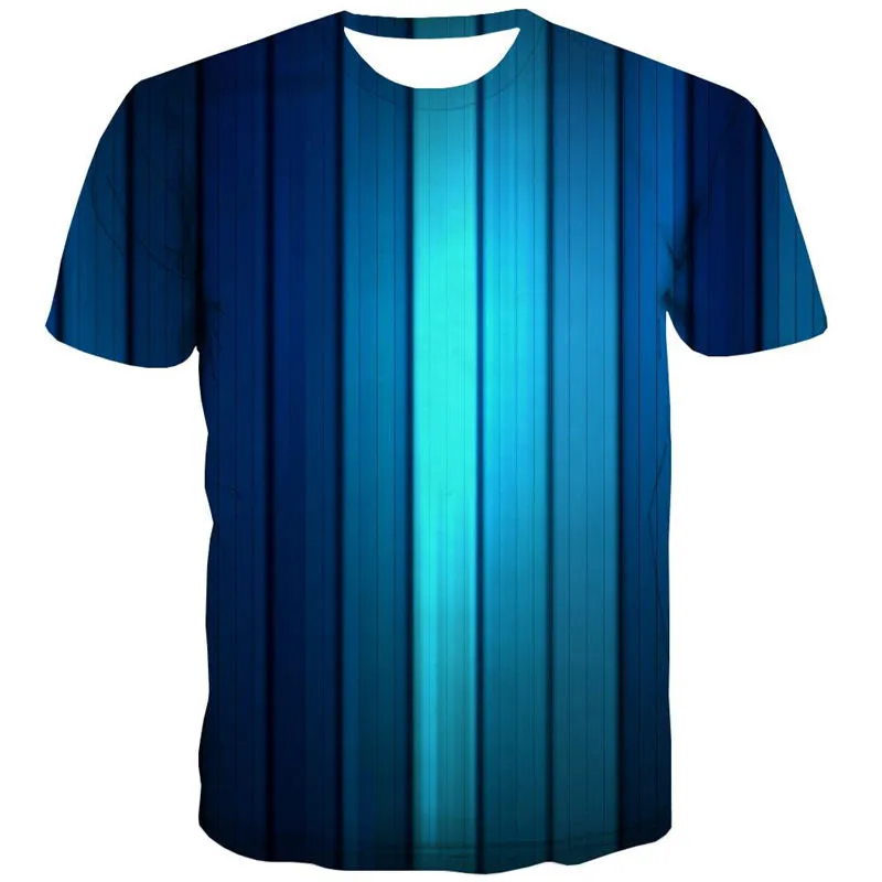 Gradient blue vertical stripes tshirts shirt tee special texture art costume men different Casual