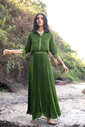 Green Pleated Skirt