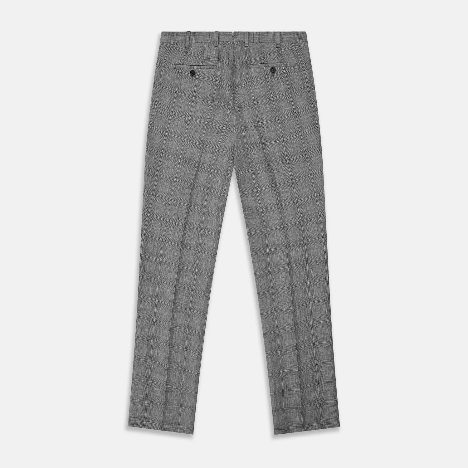 Grey Multi Check Linen Blend Darlington Trousers