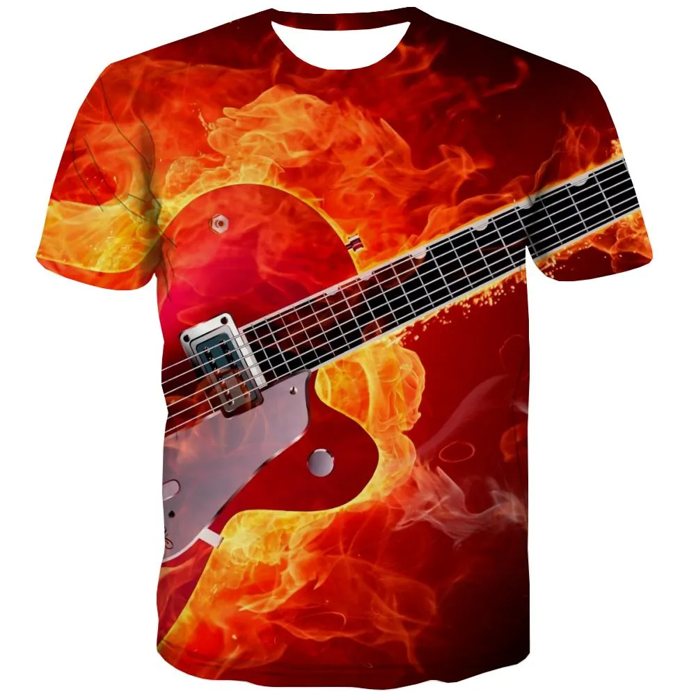 Guitar T-shirt Men Music T shirts Funny Wooden Shirt Print Metal Tshirts Novelty