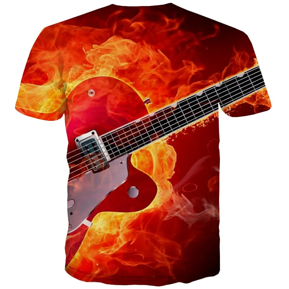 Guitar T-shirt Men Music T shirts Funny Wooden Shirt Print Metal Tshirts Novelty