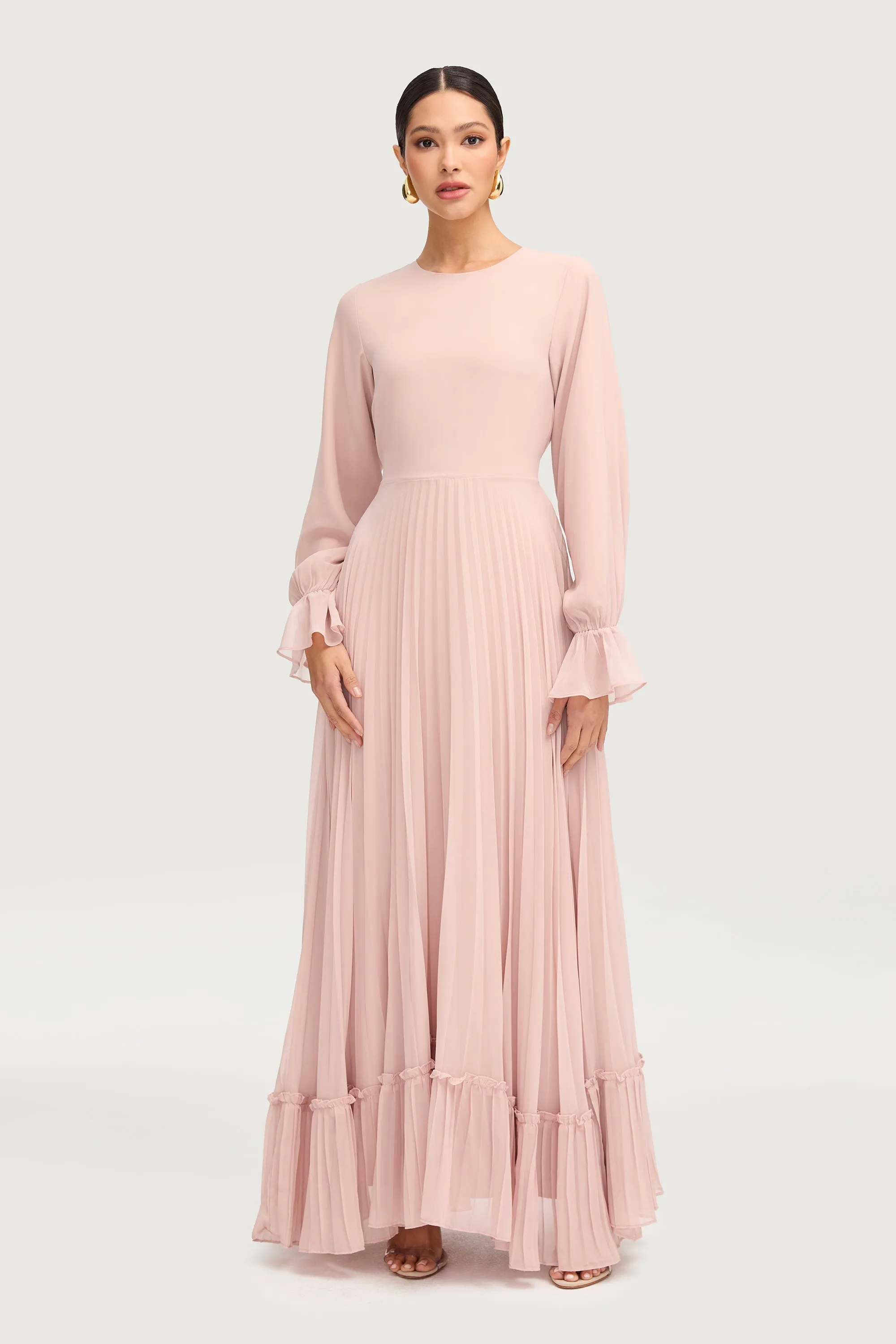 Hajer Pleated Chiffon Maxi Dress - Jasmine Pink