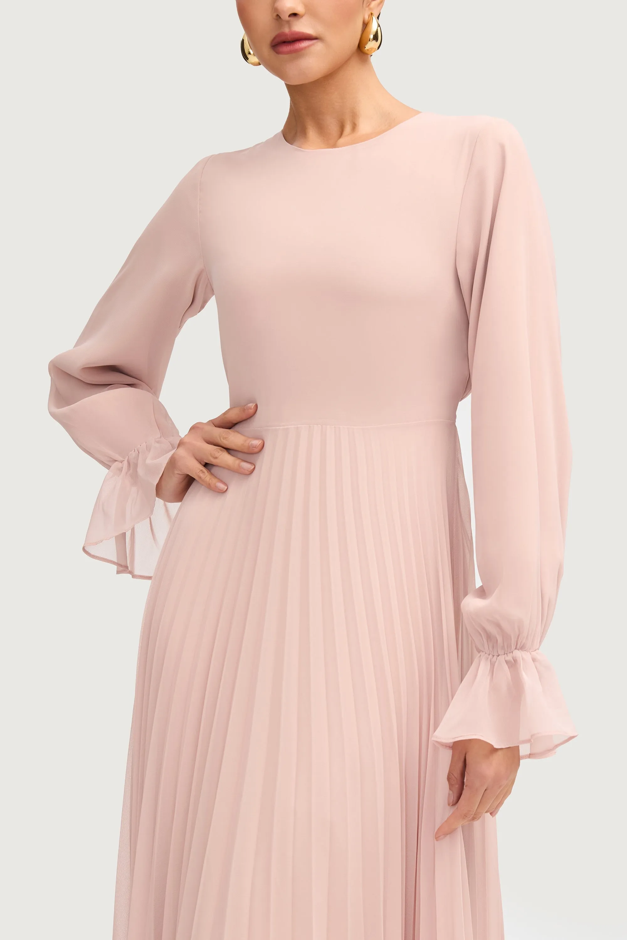 Hajer Pleated Chiffon Maxi Dress - Jasmine Pink