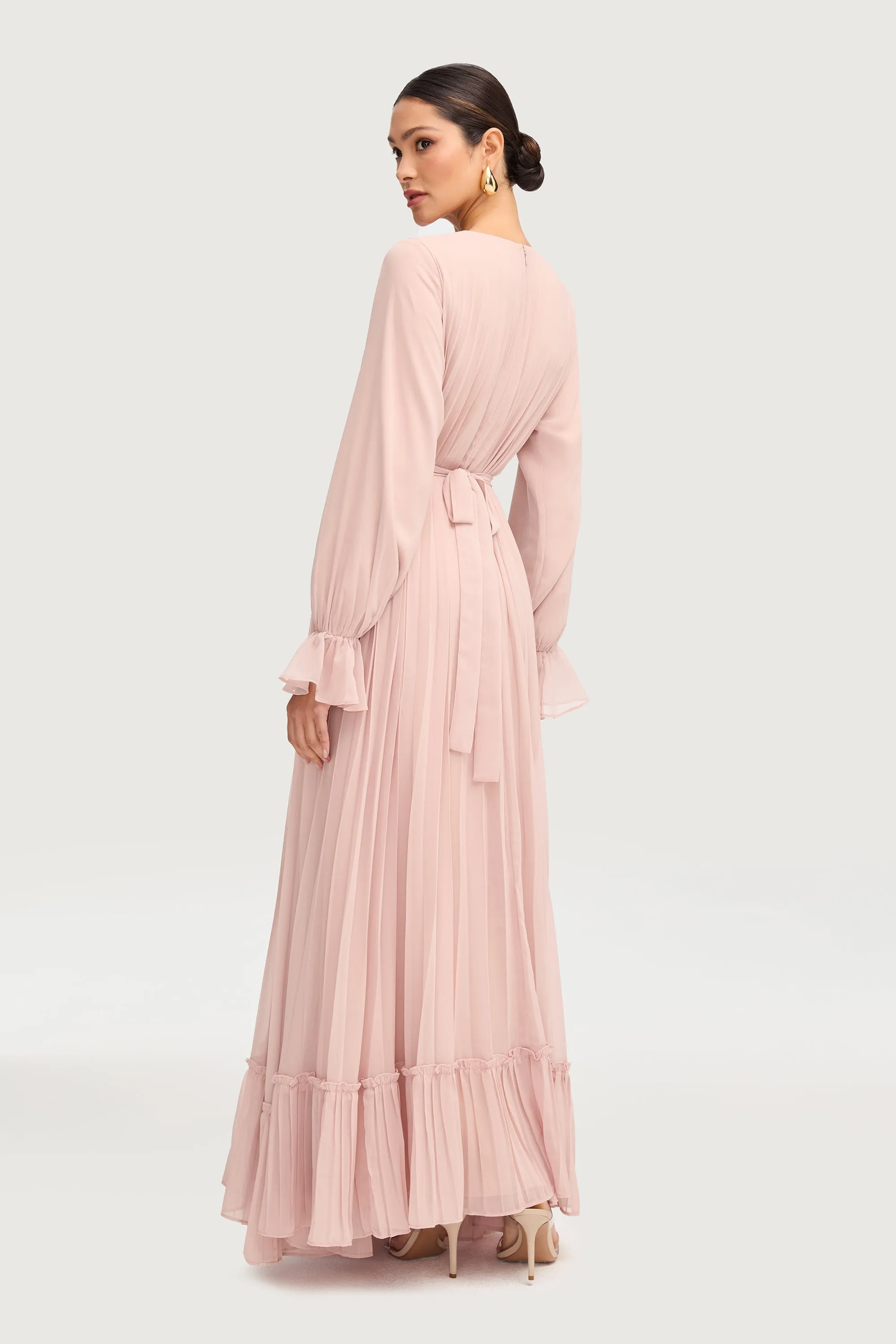 Hajer Pleated Chiffon Maxi Dress - Jasmine Pink