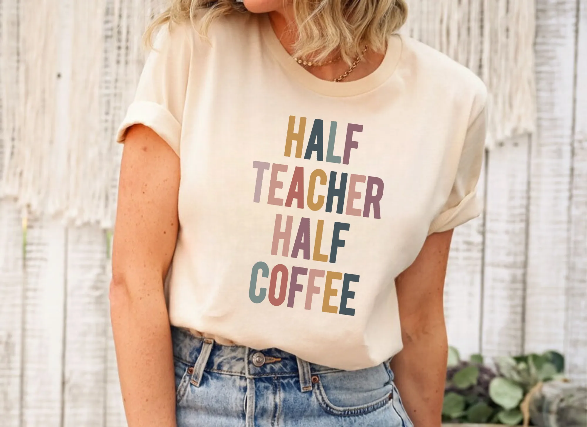 Half Teacher Half Coffee | Funny Teacher Shirt