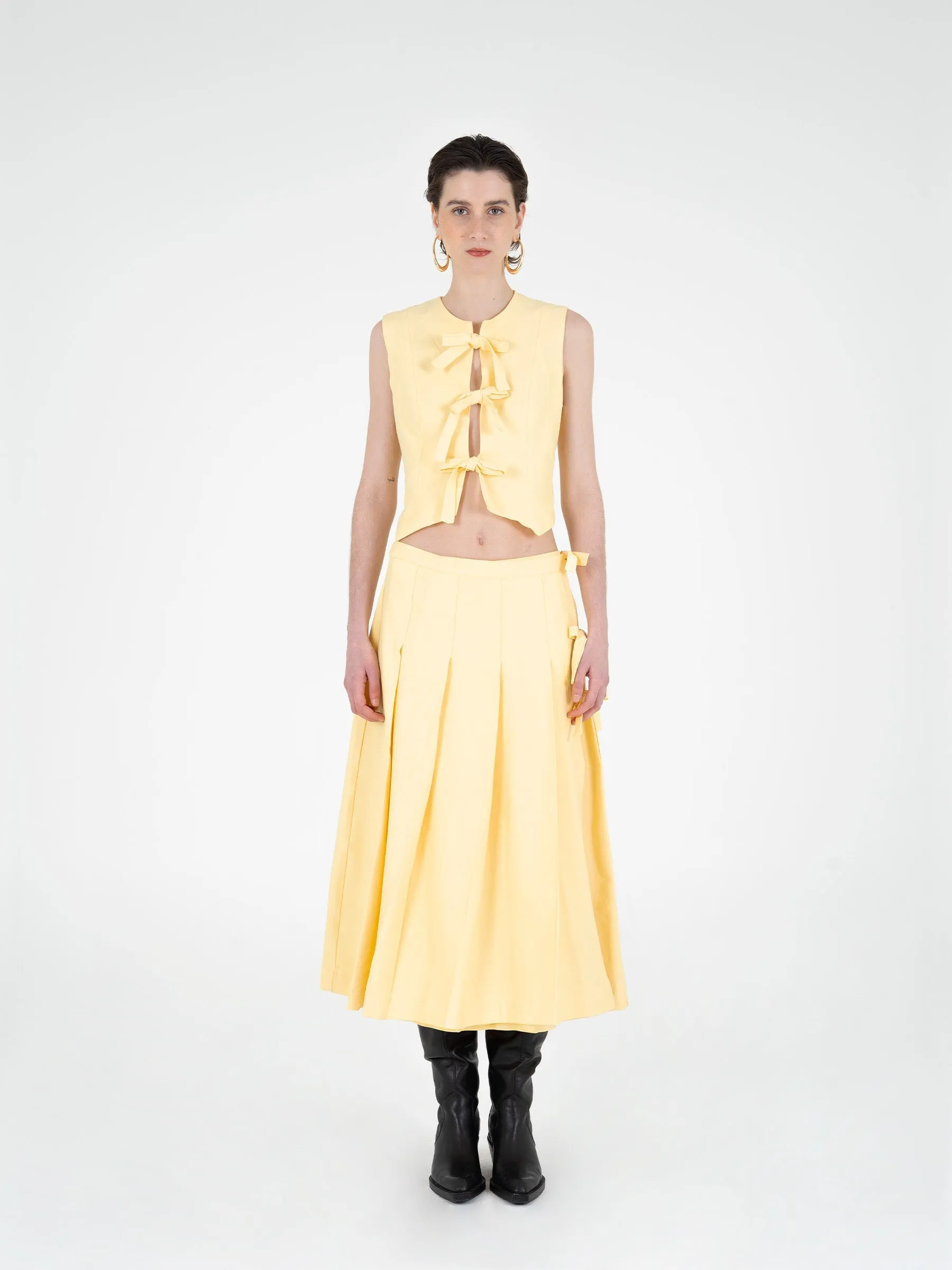 Harlem Yellow Pleated Skirt