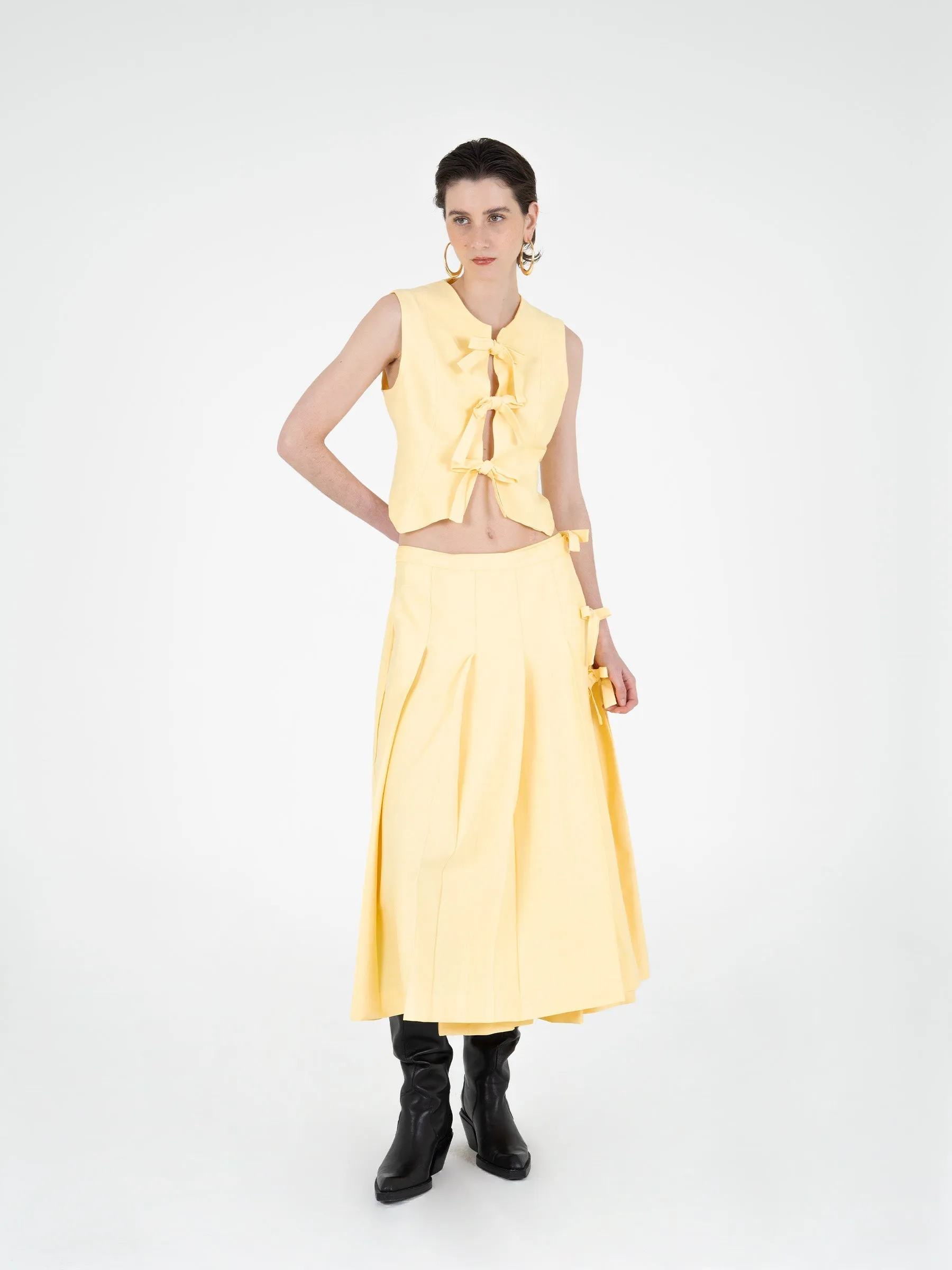 Harlem Yellow Pleated Skirt