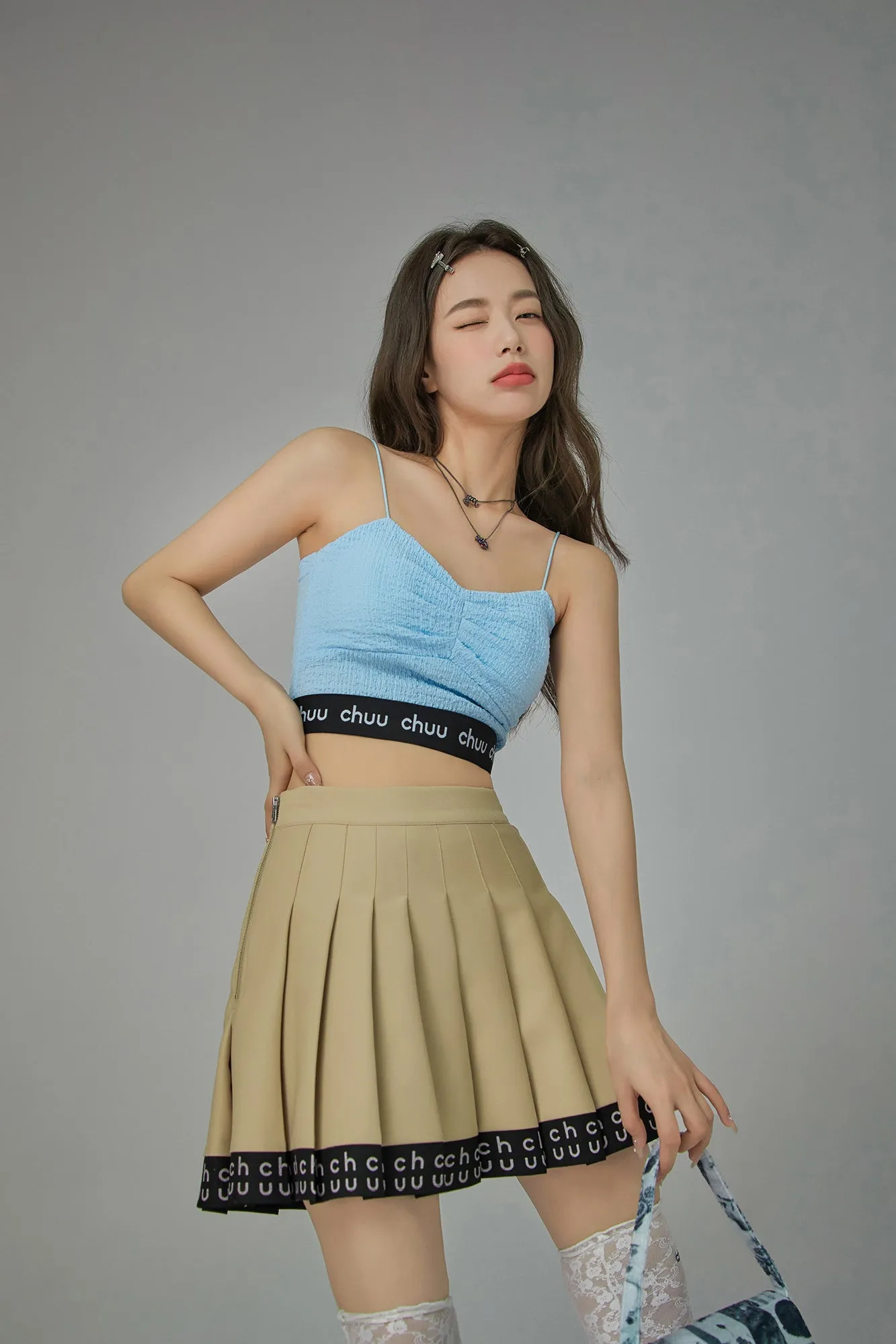 Hem Band Mini Tennis Pleated Skirt