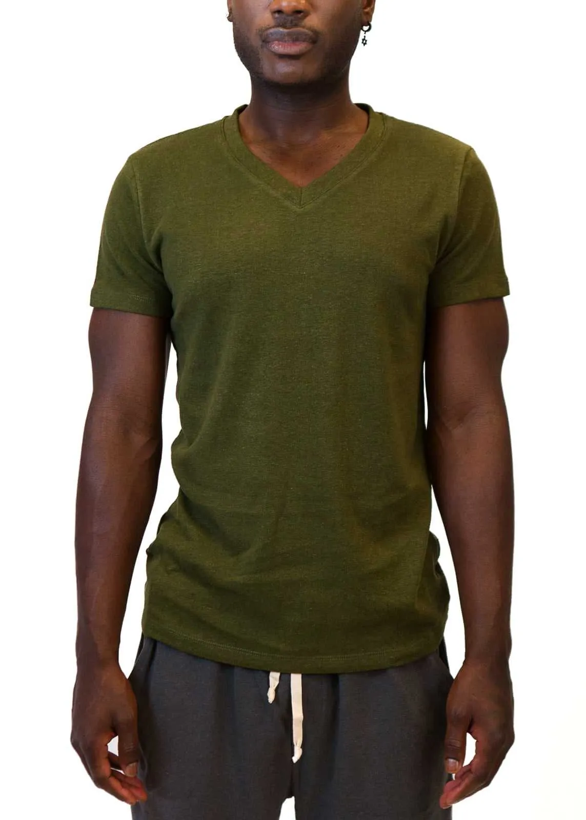 Hemp Shirt - Men's Hemp Short Sleeve Urban V-Neck Top