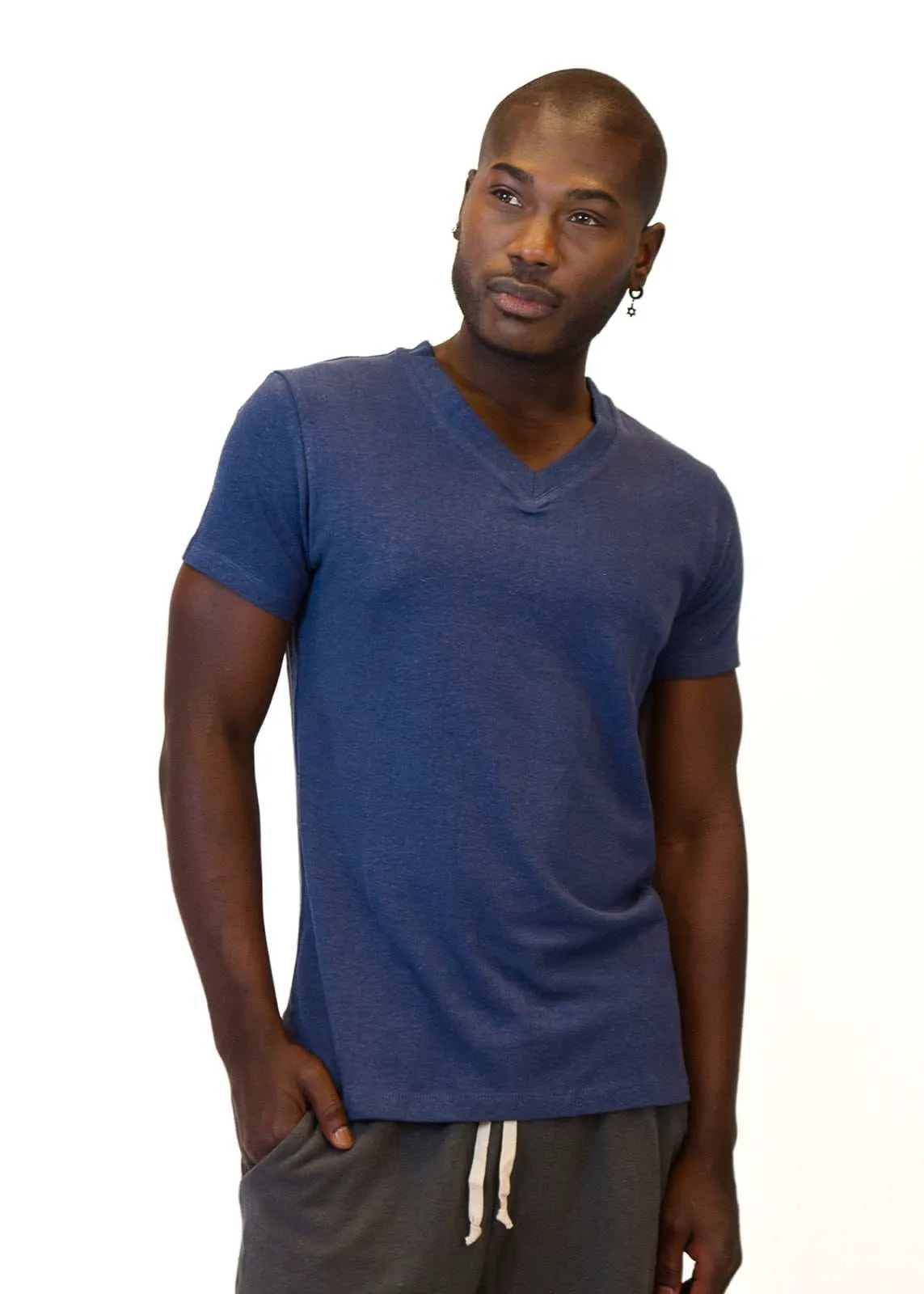 Hemp Shirt - Men's Hemp Short Sleeve Urban V-Neck Top