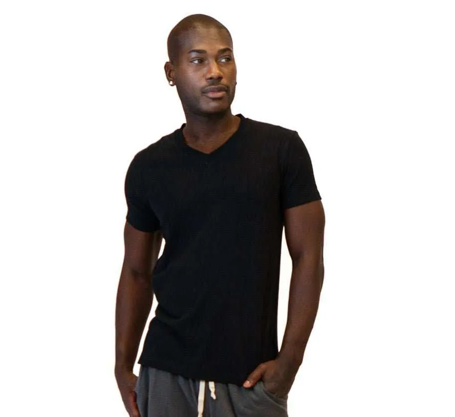 Hemp Shirt - Men's Hemp Short Sleeve Urban V-Neck Top