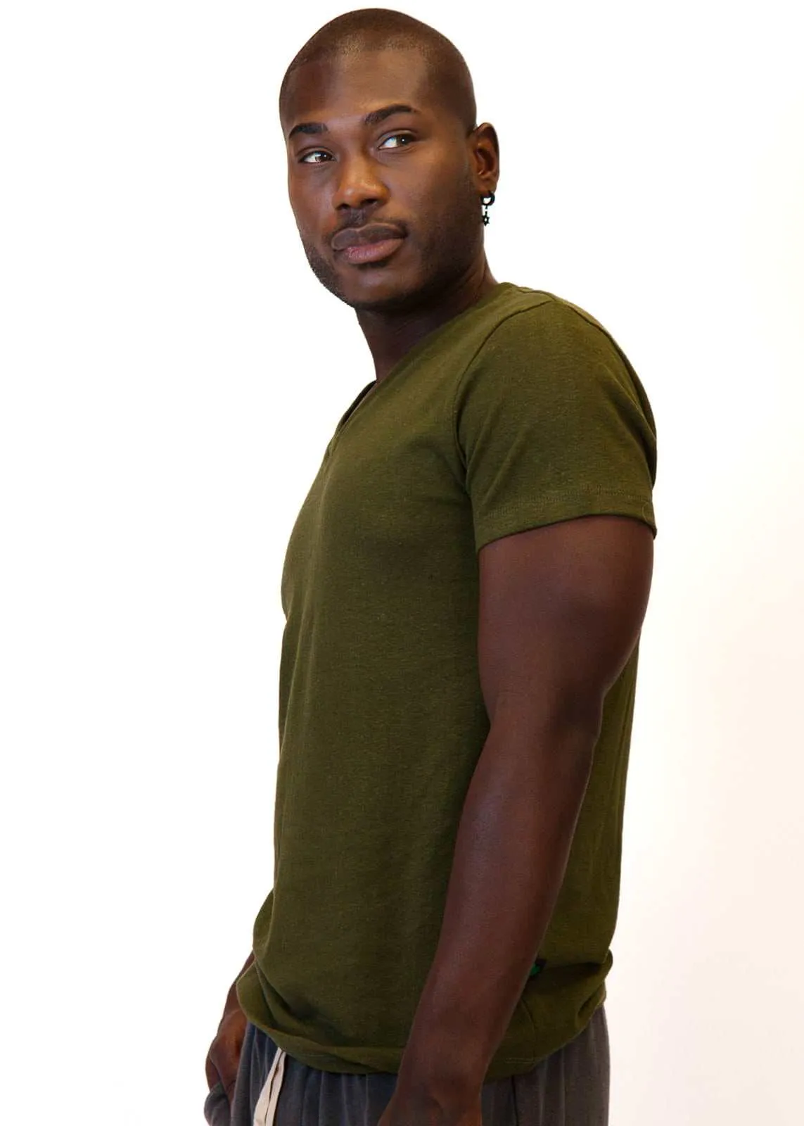 Hemp Shirt - Men's Hemp Short Sleeve Urban V-Neck Top