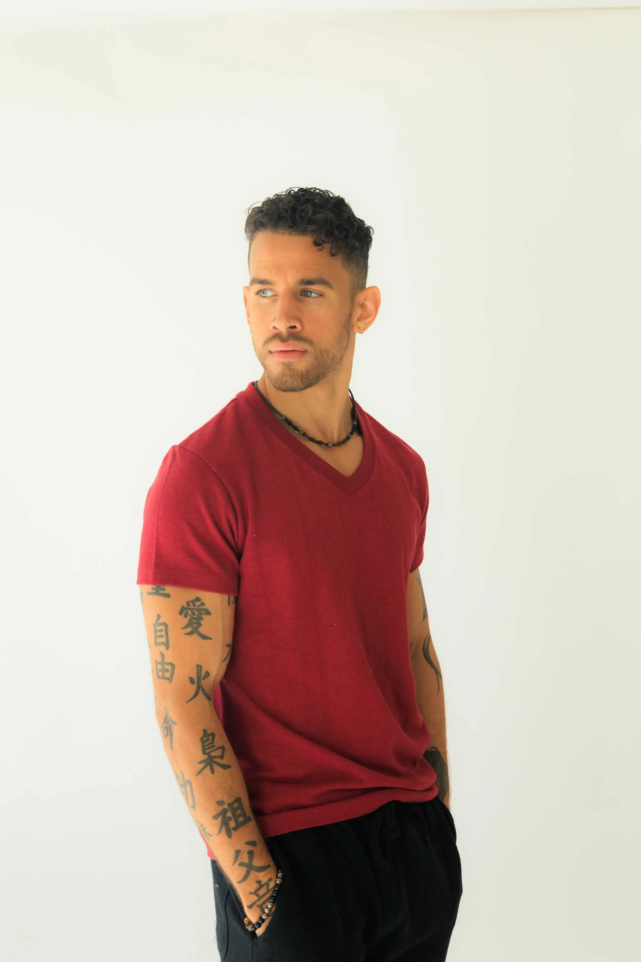 Hemp Shirt - Men's Hemp Short Sleeve Urban V-Neck Top