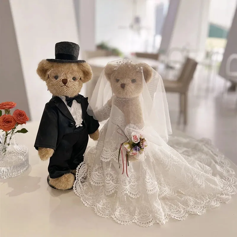 Here Comes the Bride and Groom Teddy Bear Couple