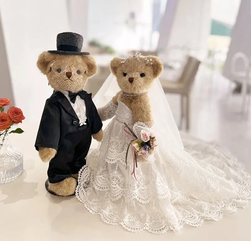 Here Comes the Bride and Groom Teddy Bear Couple