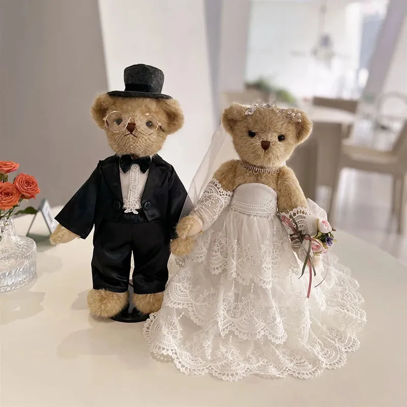 Here Comes the Bride and Groom Teddy Bear Couple