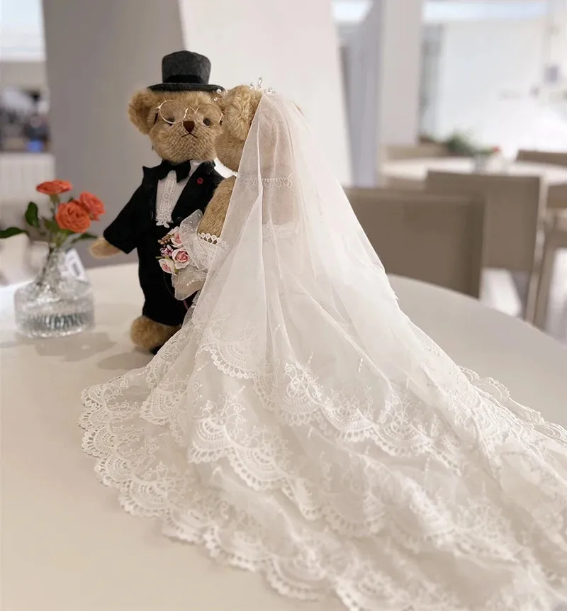 Here Comes the Bride and Groom Teddy Bear Couple