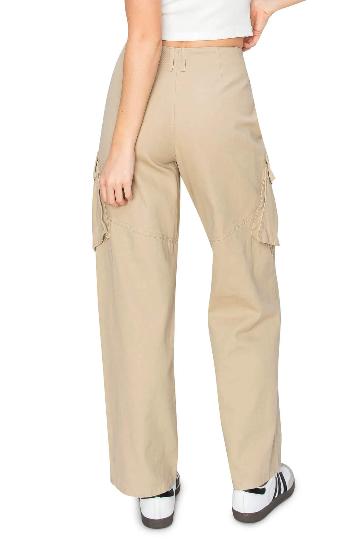 High Rise Slanted Pocket Pants - Khaki